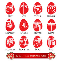 12 Chinese zodiac signs design