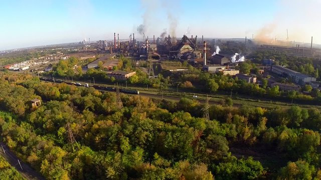 Industrial landscape large iron and steel works. Krivoy Rog. Ukraine.