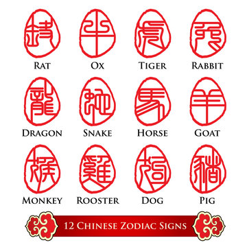 12 Chinese zodiac signs design