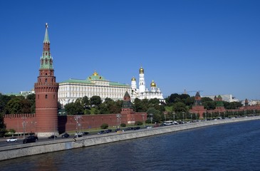 Moscow Kremlin. Blue sky background.