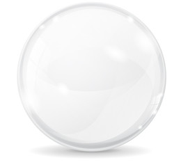 Glass sphere. White transparent glass ball