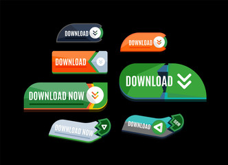 Colorful download web button. Modern flat design.