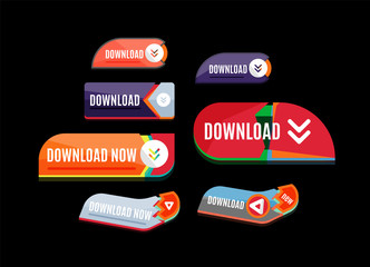 Colorful download web button. Modern flat design.