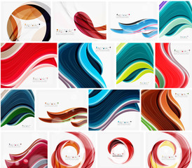 Set of abstract backgrounds. Circles, swirls and waves with
