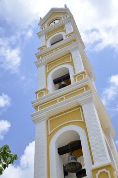 Traditional Yellow Mexican Church Bell Tower