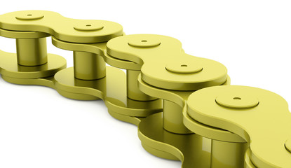 Bicycle chain rendered on white background