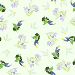 Seamless pattern with flowers watercolor. Gentle colors. Female