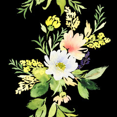 Seamless pattern with flowers watercolor. Gentle colors. Female