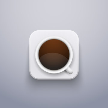 Realistic Coffee Cup Icon for Web or Application.