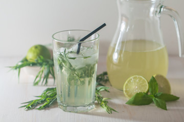 homemade lemonade from lime and tarragon