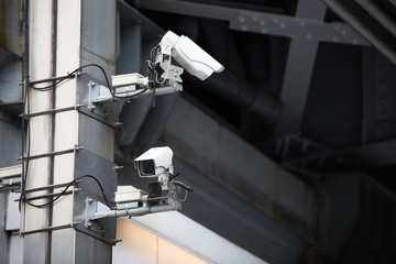 Security camera on a pole