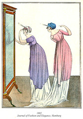 Vintage illustration, women fashion from Journal of Fashion and Elegance, Hamburg, 1802, caricature