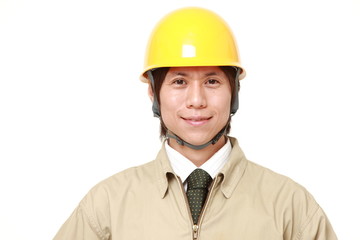 にっこりする作業員