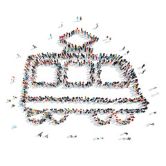 people shape  tram cartoon