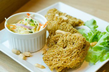 Spicy Crispy Catfish in white plate