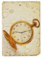 Vintage image of old golden watch