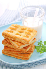 cookies decorated with a glass of milk for breakfast