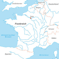 Frankreich in weiß (beschriftet) - Vektor