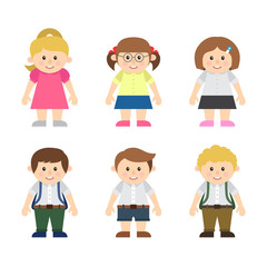 Cute Child Characters Back to School Scene