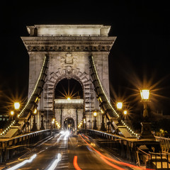 Chain bridge in night Budapest