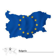 Map of Bulgaria with European Union flag
