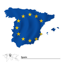 Map of Spain with European Union flag