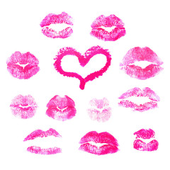 Lips prints kisses - vector illustration.