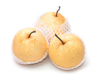 Chinese pear nashi isolated on white background