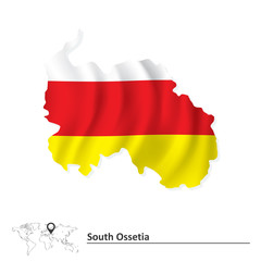 Map of South Ossetia with flag
