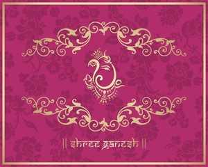 Ganesha, Hindu wedding card, royal Rajasthan, India