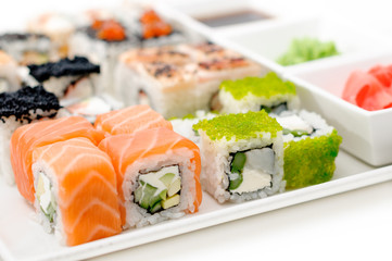 delicious sushi rolls on the plate