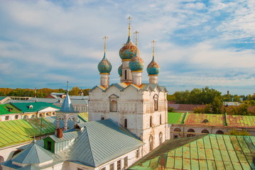 Fototapeta premium View of Rostov Veliky from the height of the belfry of the Cathedral of the Assumption