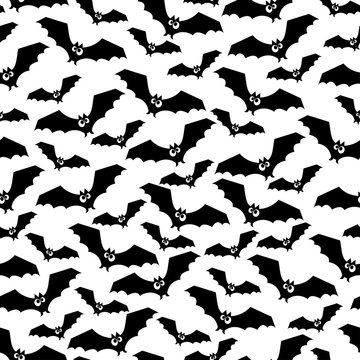 Halloween pattern with bats. Seamless halloween background. Happy Halloween concept illustration on white background.