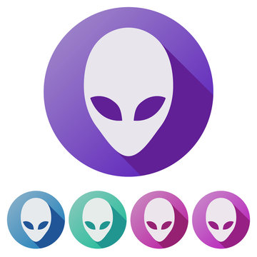 Set Flat icons of Alien head creature from another world. Vector