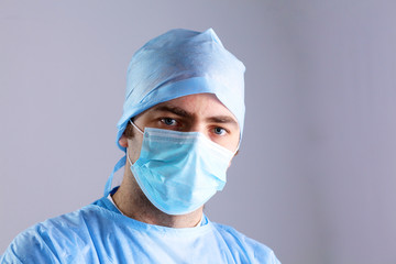 Surgeon in uniform close-up ready to step