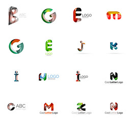 Set of colorful abstract letter corporate logos created with