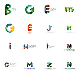 Set of colorful abstract letter corporate logos created with