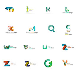 Set of colorful abstract letter corporate logos created with