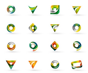 Set of various geometric icons -  rectangles triangles squares