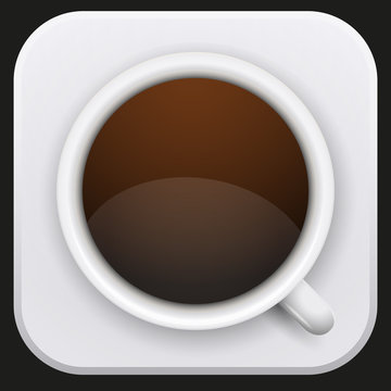 Realistic Coffee Cup Icon for Web or Application.