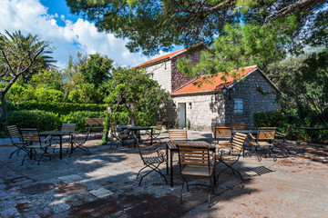 Balkans buildings in Sveti Stefan, Montenegro