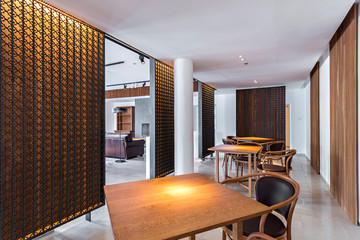 Modern restaurant interior, part of a hotel