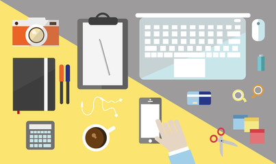 Flat Design vector illustration - workspace icon set 