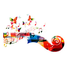 Colorful violoncello pegbox with butterflies © abstract