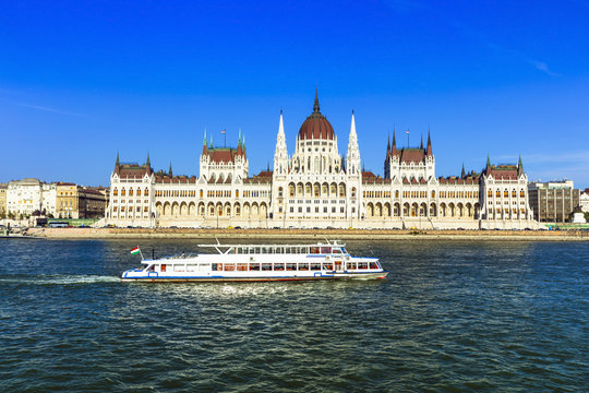 European landmarks - Budapest, vioew with Parliament