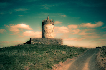 Old castle in Doolin Ireland with fantasy effect