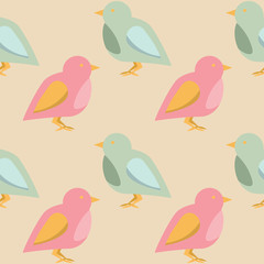 Seamless pattern with birds. Flat vector design.