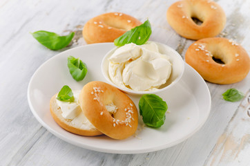 Bagels with cream cheese