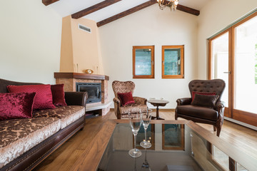 vintage furniture in classic home interior