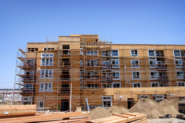 construction site with building and scaffolding